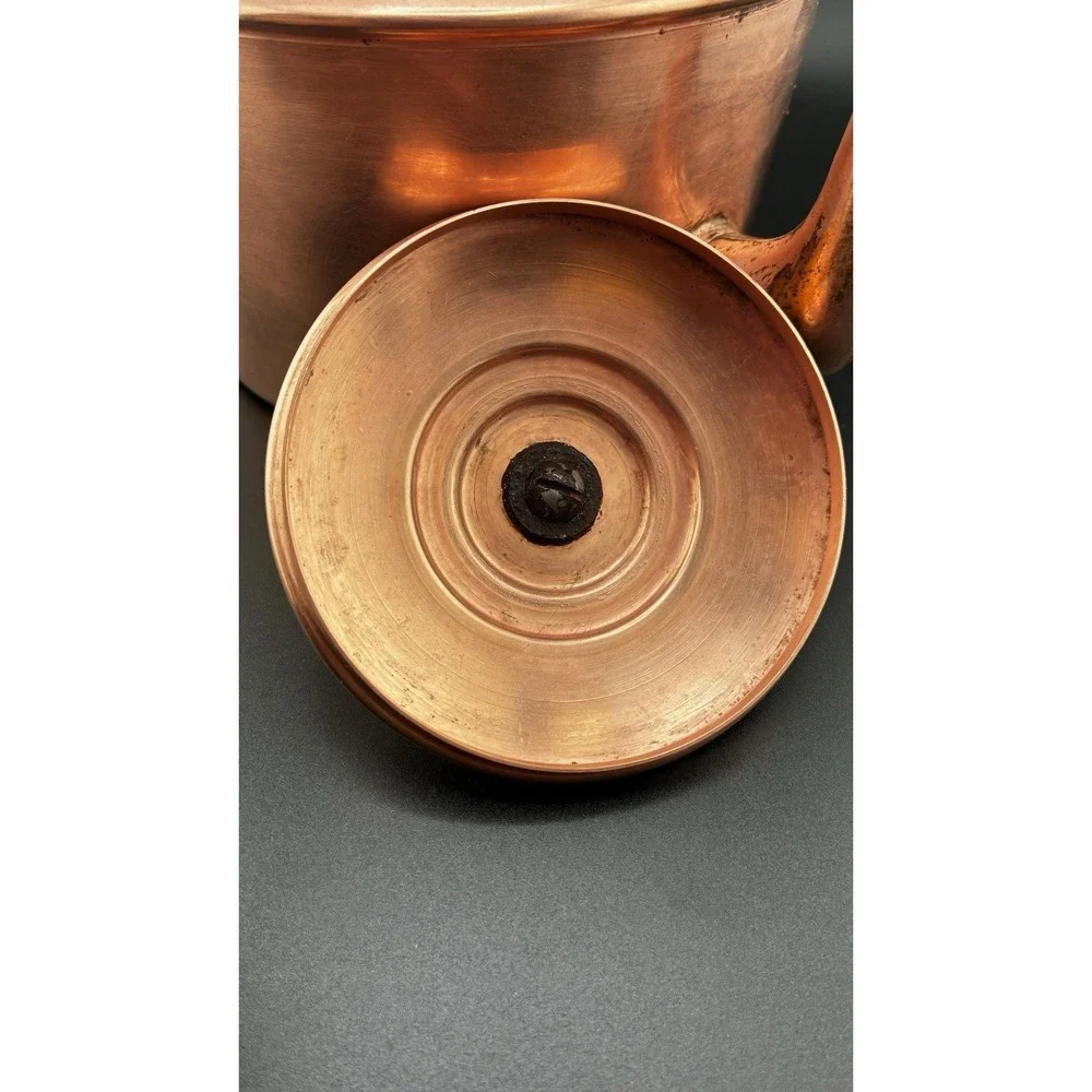 Vintage Pure Copper And Brass Handle Tea Kettle